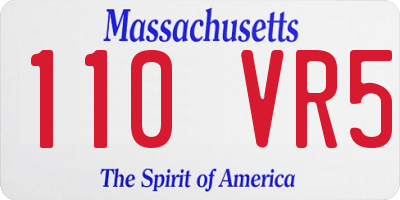 MA license plate 110VR5