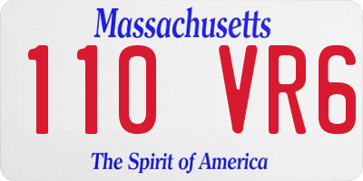 MA license plate 110VR6