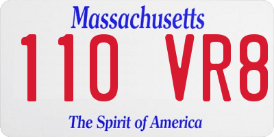 MA license plate 110VR8