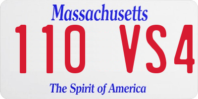 MA license plate 110VS4