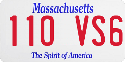 MA license plate 110VS6