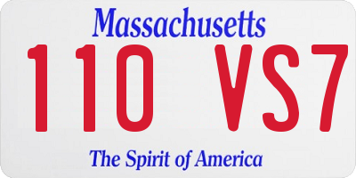 MA license plate 110VS7