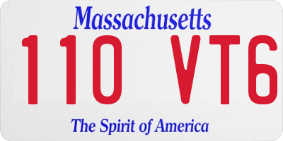 MA license plate 110VT6