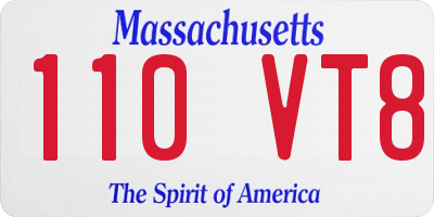 MA license plate 110VT8