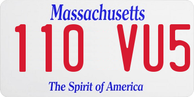 MA license plate 110VU5