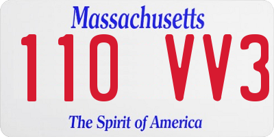 MA license plate 110VV3
