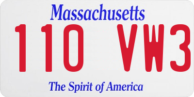 MA license plate 110VW3