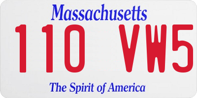 MA license plate 110VW5
