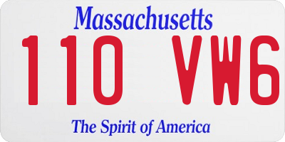 MA license plate 110VW6