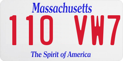 MA license plate 110VW7