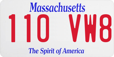 MA license plate 110VW8