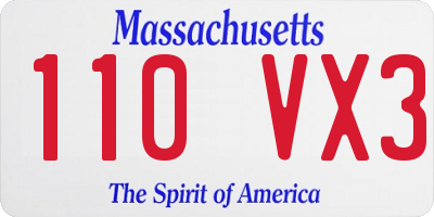 MA license plate 110VX3