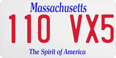 MA license plate 110VX5