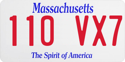 MA license plate 110VX7