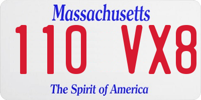 MA license plate 110VX8