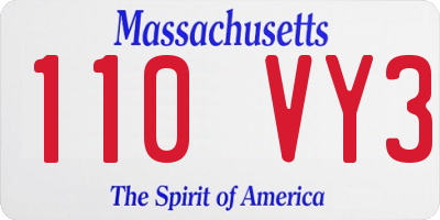 MA license plate 110VY3