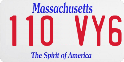 MA license plate 110VY6