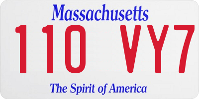 MA license plate 110VY7