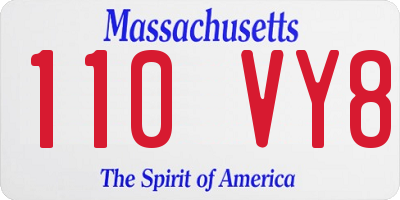 MA license plate 110VY8