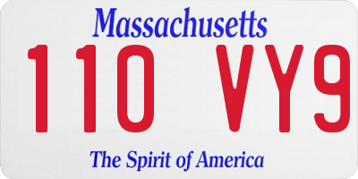 MA license plate 110VY9