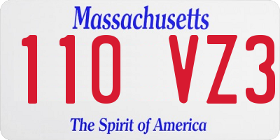 MA license plate 110VZ3