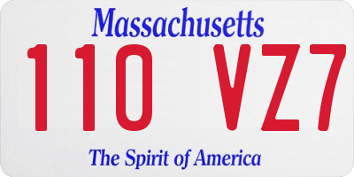 MA license plate 110VZ7
