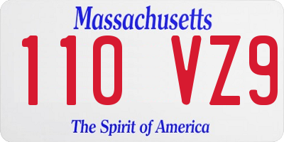 MA license plate 110VZ9