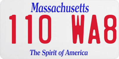 MA license plate 110WA8
