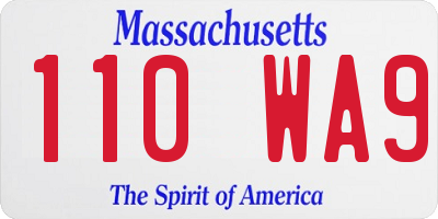 MA license plate 110WA9