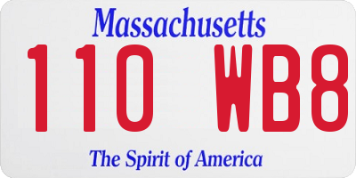 MA license plate 110WB8