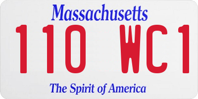 MA license plate 110WC1