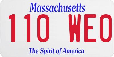MA license plate 110WE0