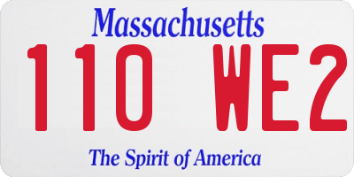 MA license plate 110WE2