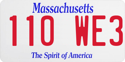 MA license plate 110WE3