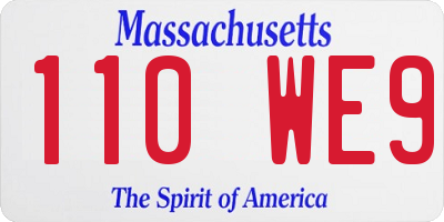 MA license plate 110WE9