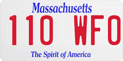 MA license plate 110WF0