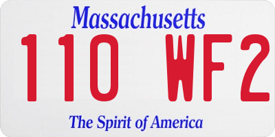 MA license plate 110WF2