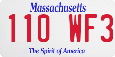 MA license plate 110WF3