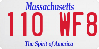 MA license plate 110WF8
