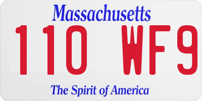 MA license plate 110WF9