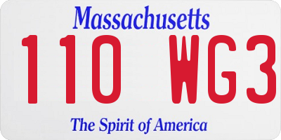 MA license plate 110WG3
