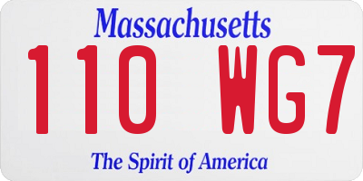 MA license plate 110WG7