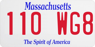 MA license plate 110WG8