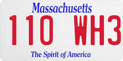 MA license plate 110WH3