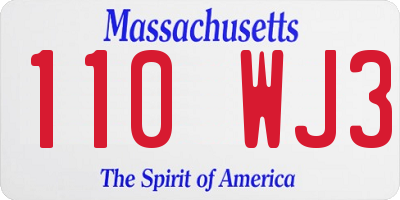 MA license plate 110WJ3