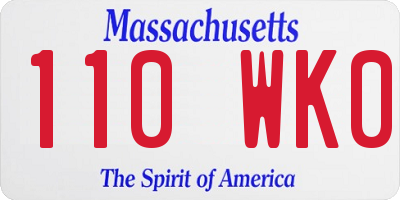 MA license plate 110WK0