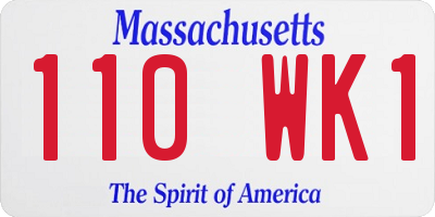 MA license plate 110WK1