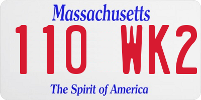 MA license plate 110WK2