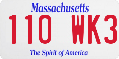 MA license plate 110WK3