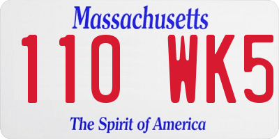 MA license plate 110WK5